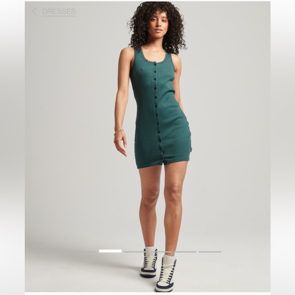 Superdry Vintage Button Through Lace Dress in buck green marl sz US4 Like New!